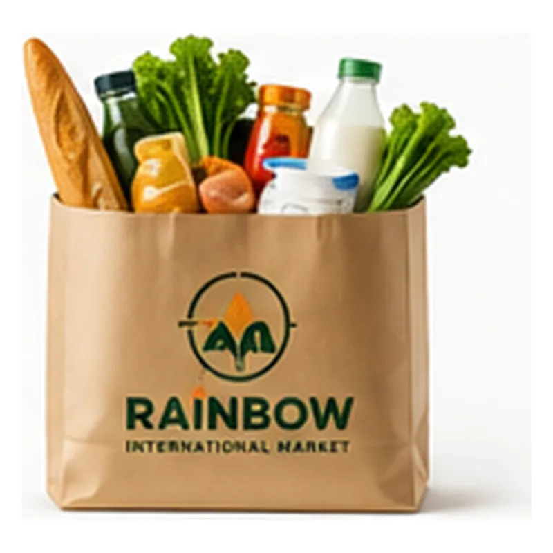 Rainbow Market paper bag full of groceries